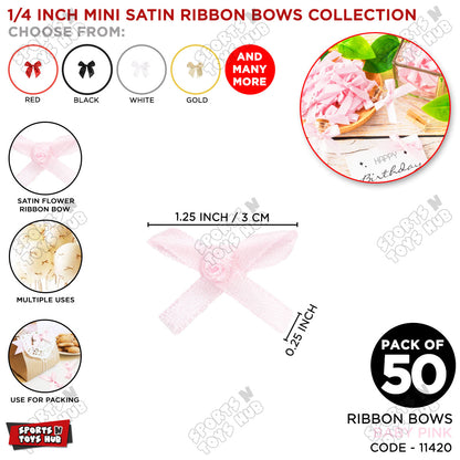 1/4-Inch Satin Ribbon Bows – For Gift Wrapping & Decor - Pack of 50