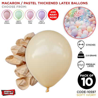 12 Inch 2.8 Gram Macaron / Pastel Latex Balloon - 10 Pcs