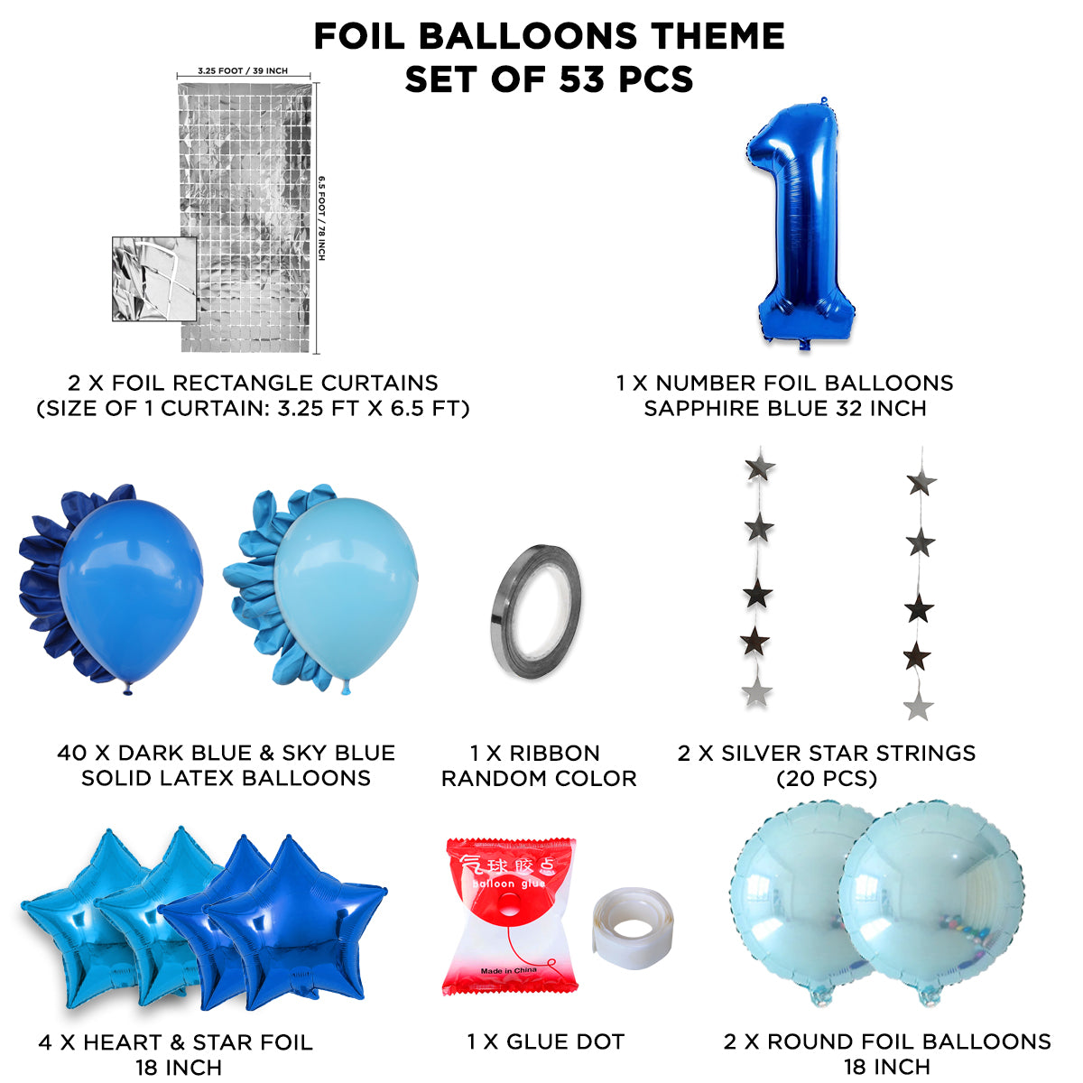 First Birthday Foil Balloon Theme With Rectangle Curtain