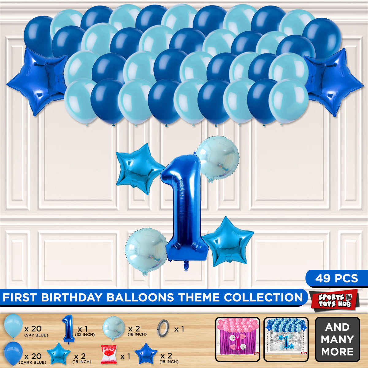 First Birthday Foil Balloon Theme Without Curtain