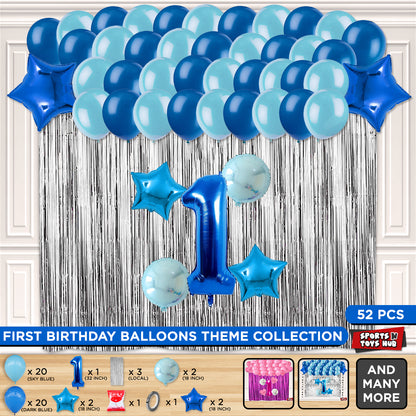 First Birthday Foil Balloon Theme With Curtain