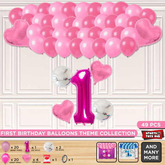 First Birthday Foil Balloon Theme Without Curtain