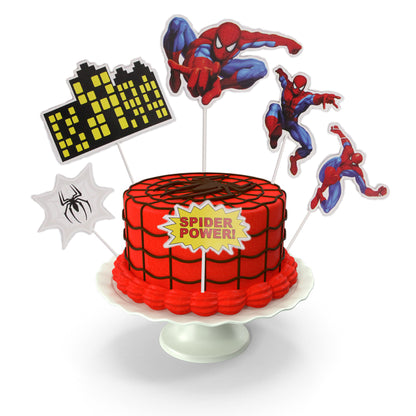 Cartoon Character Spider-M@n HBD Cake Topper - 6 Pcs