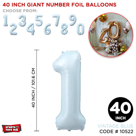 40 Inch Vintage Blue Number Foil Balloon