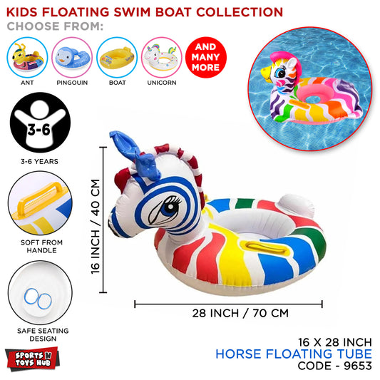 Cartoon Character Horse Shape Float Swimming Ring Tube