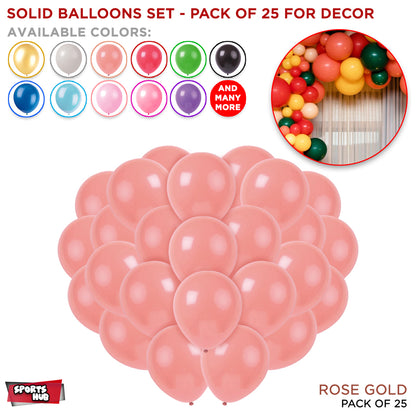 1.5 Gram Solid Latex 10 Inch Round Balloons - 25 Pcs