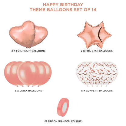 Multi Color Theme Latex Round Balloons - 14 Pcs