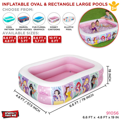 Princess Cartoon Print Inflatable Oval Rectangle Pool -  91056