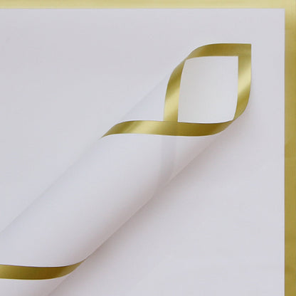 Plain Solid Opaque Dual Sided Gold Border Bouquet Wrapping Sheets