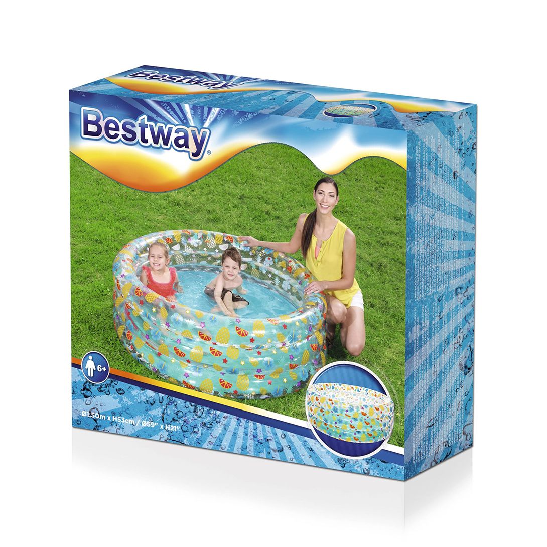 Bestway 4.9 Ft x 21 In Inflatable Transparent Sea Life Swimming Pool For Kids - 51045