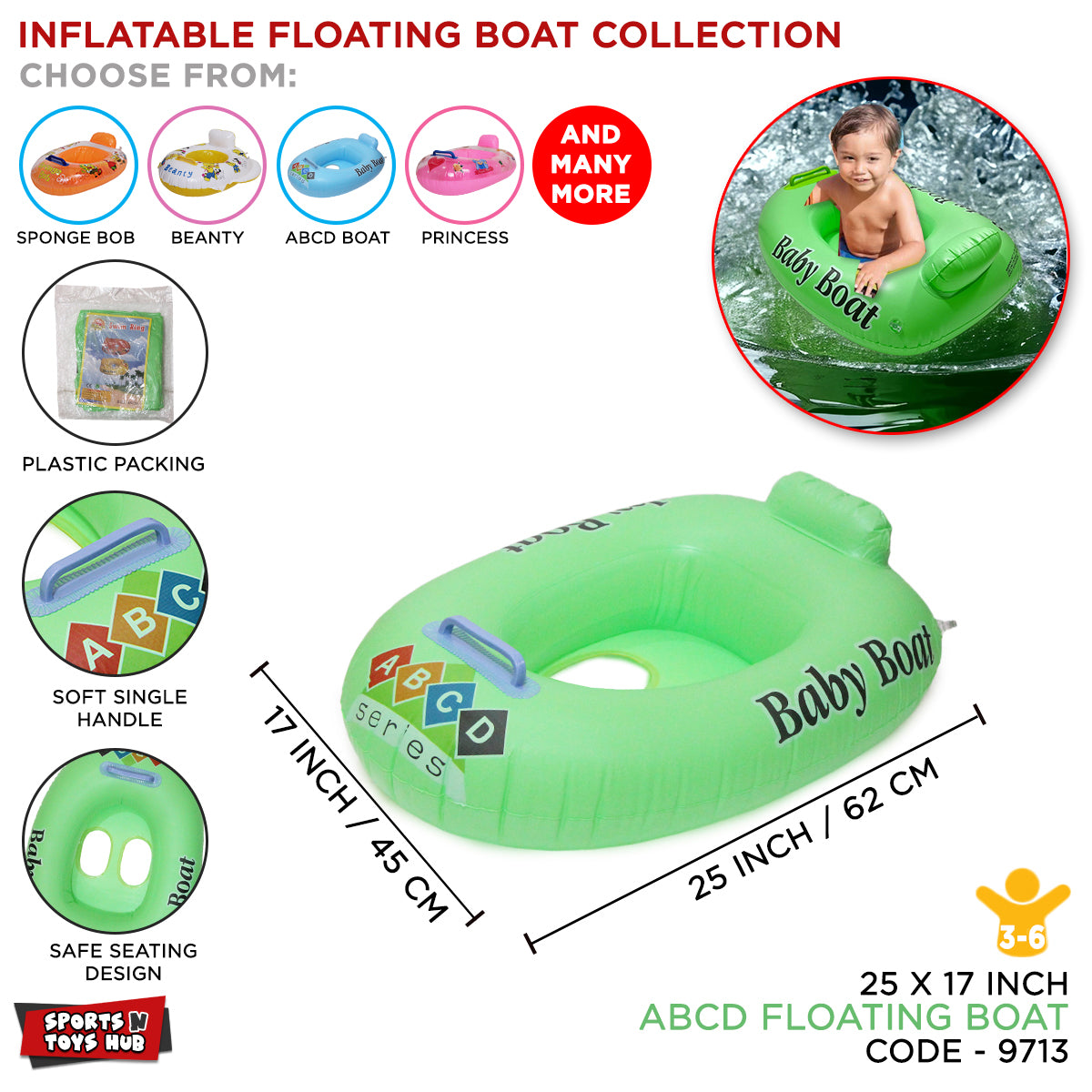 ABC Graphic Printed Baby Swim Float Boat