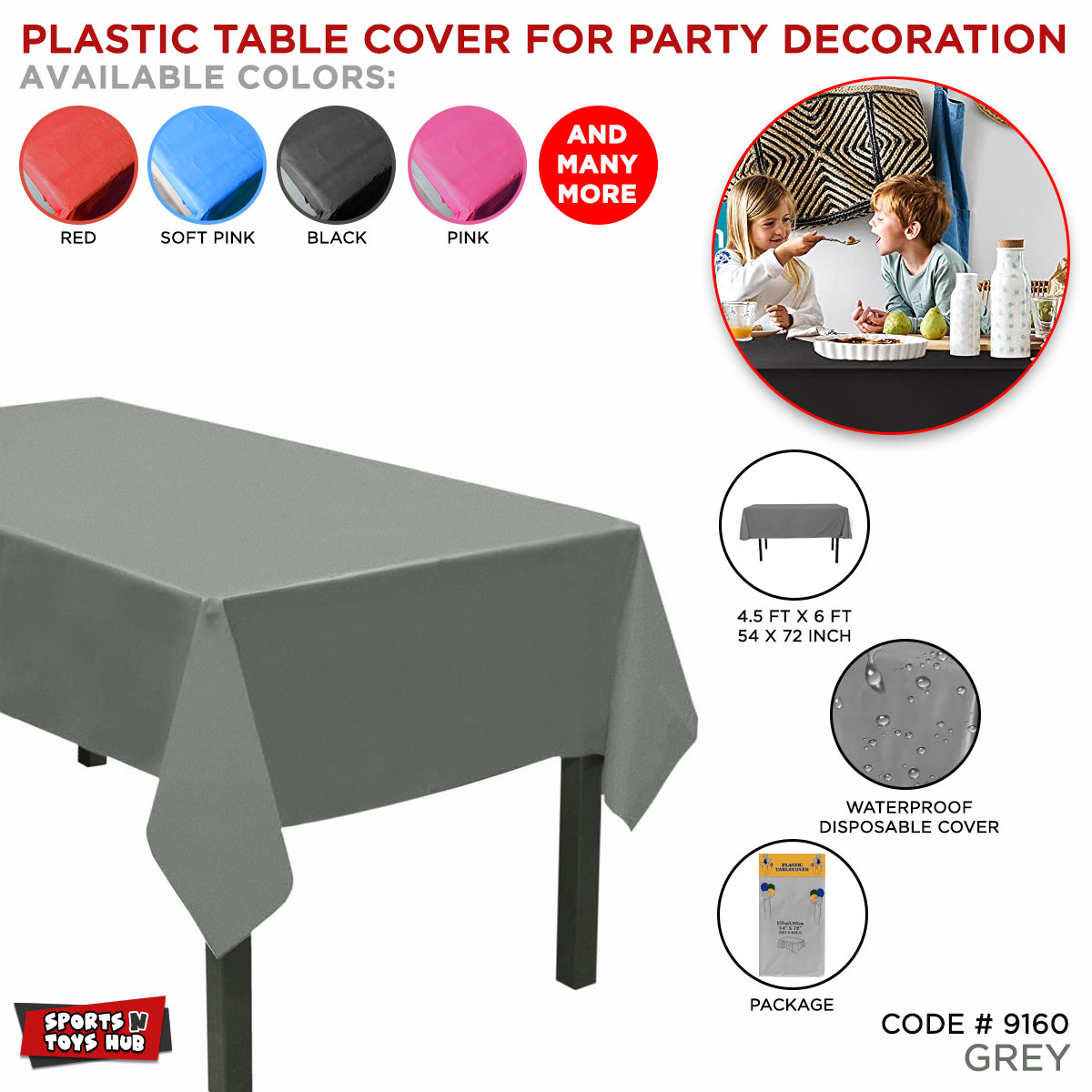 Grey Color Plastic Table Cover