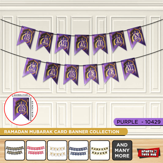 Ramadan Kareem Printed Card Banner - Purple