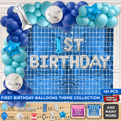 1st Birthday Foil Letter Arch Theme - Blue