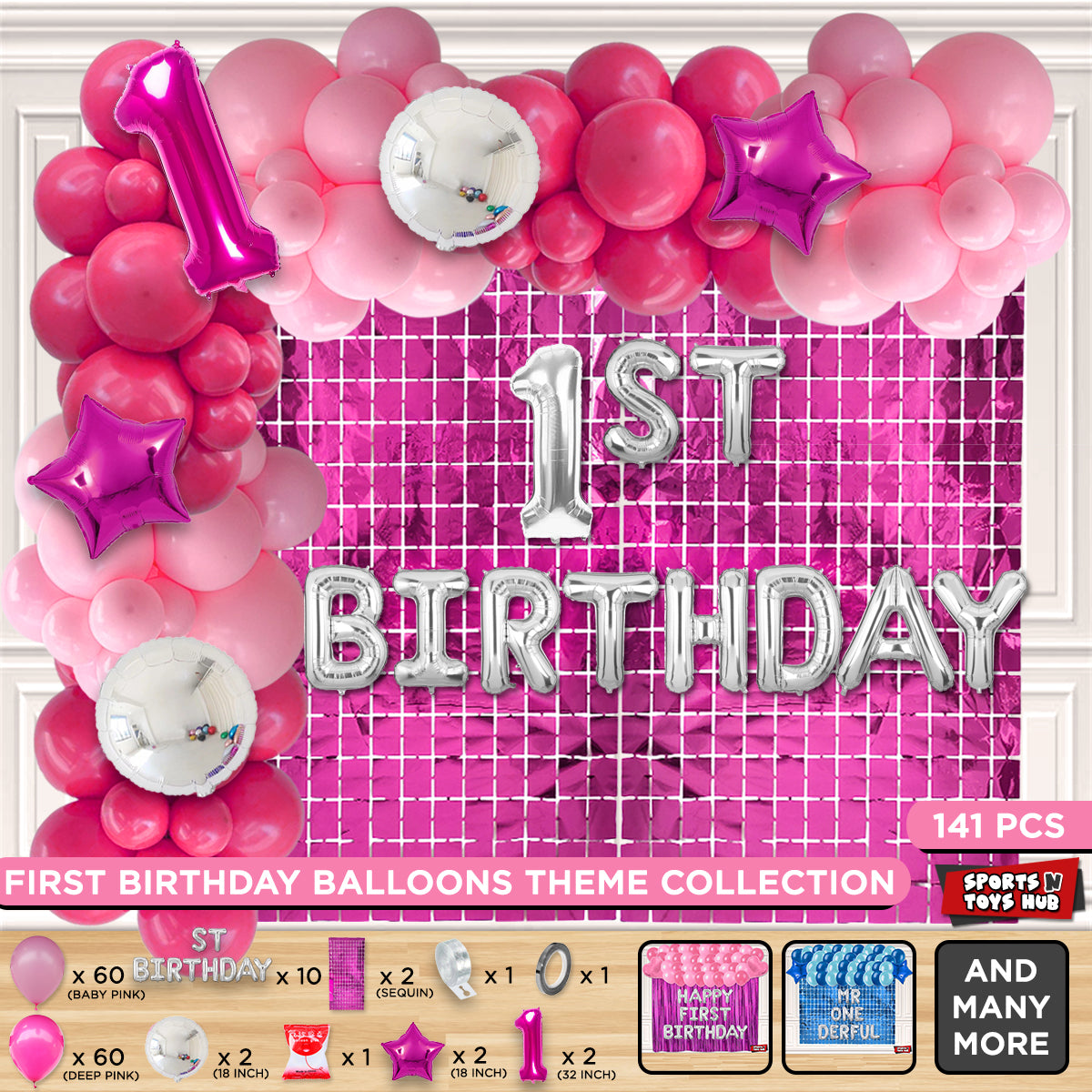 1ST Birthday Foil Letter Arch Theme - Pink