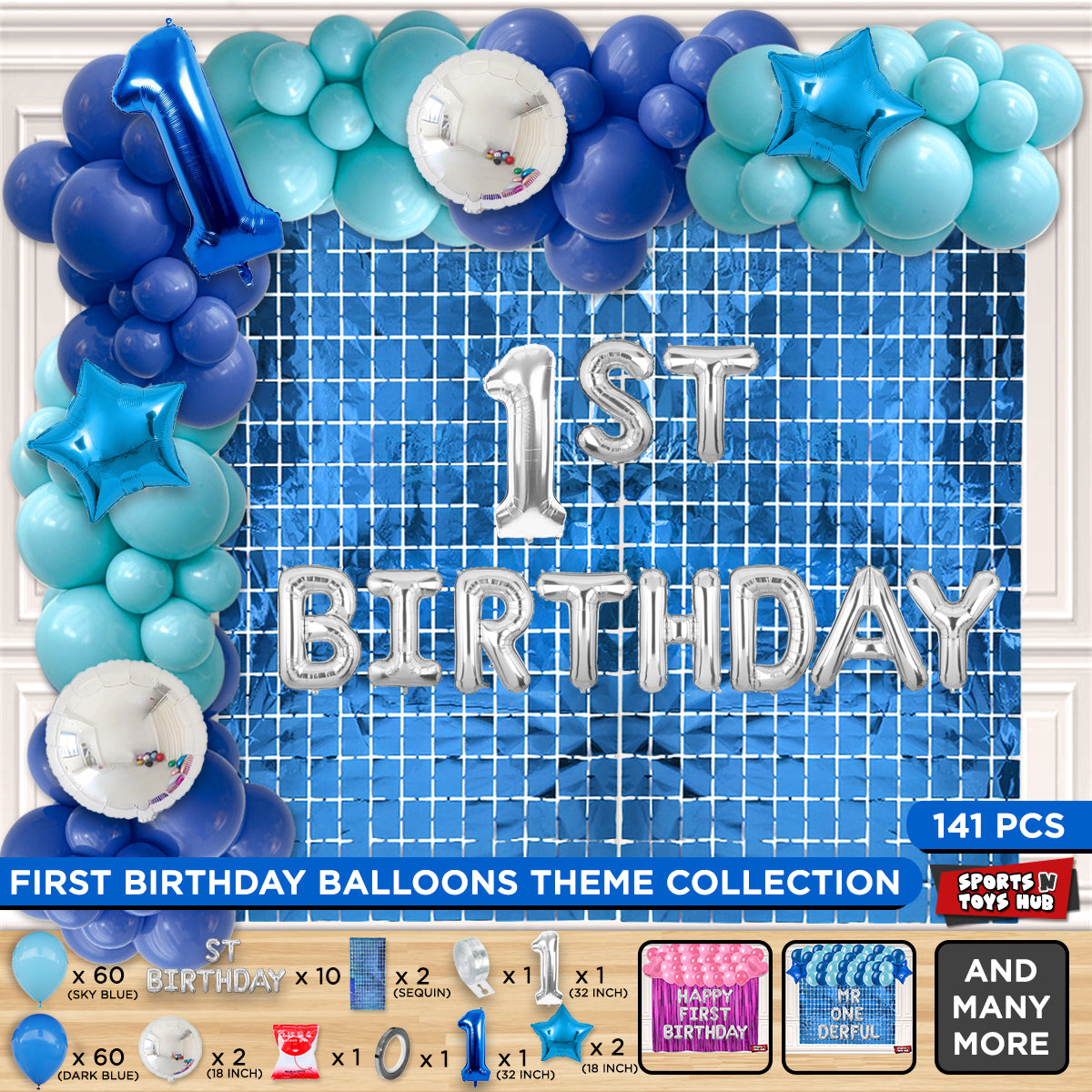 1ST Birthday Foil Letter Arch Theme - Blue