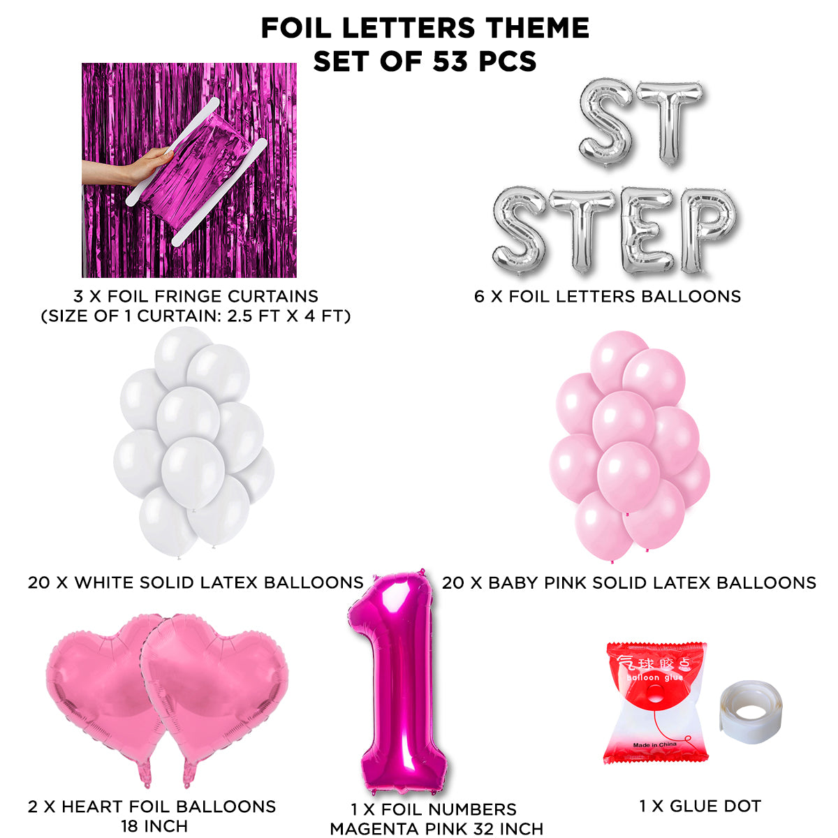 1ST Step Foil Letter Theme With Curtain