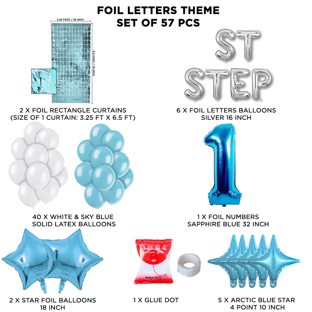 1ST Step Foil Letter Theme With Rectangle Curtain