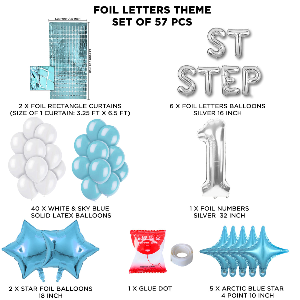 1ST Step Foil Letter Theme With Rectangle Curtain
