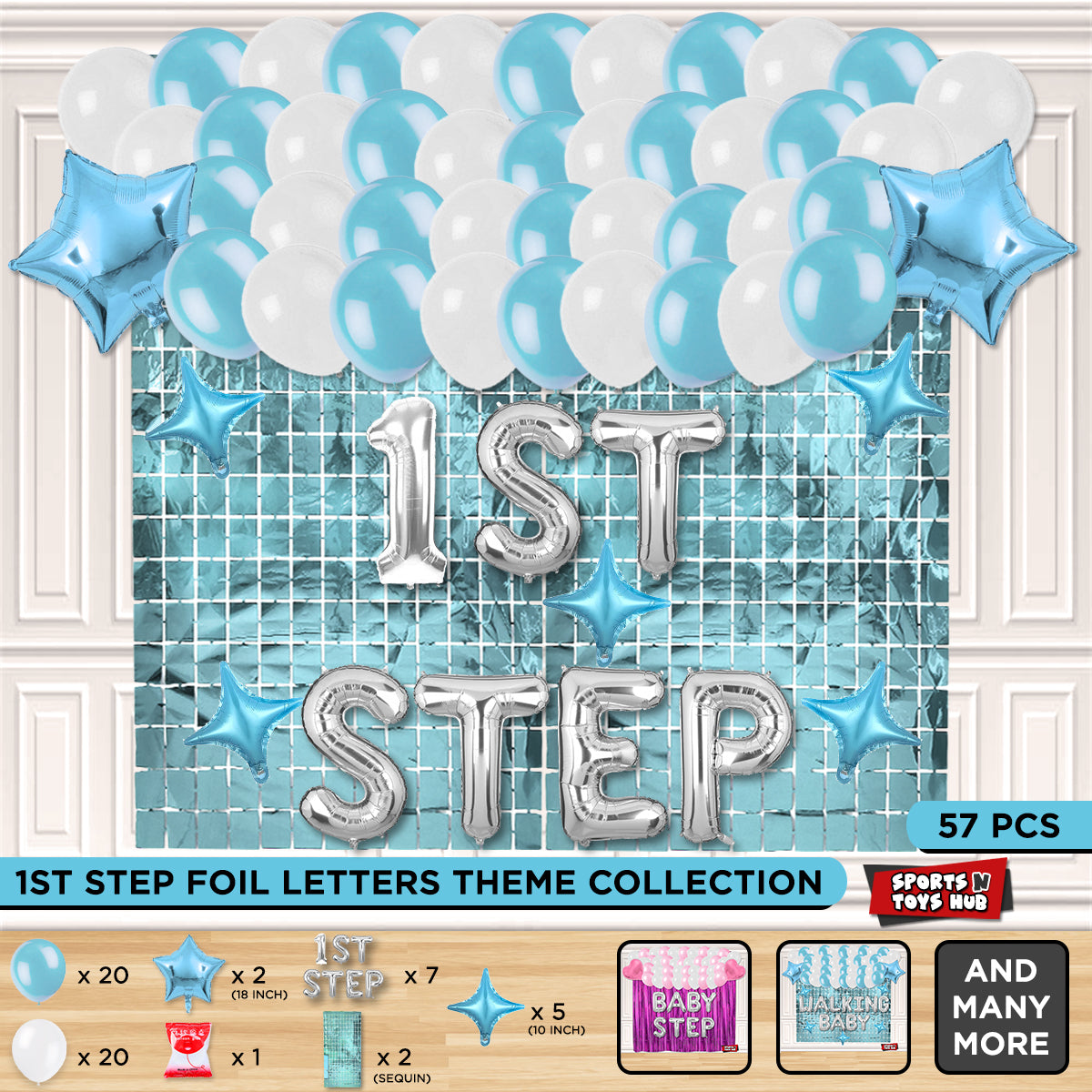 1st Step Foil Letter Theme With Rectangle Curtain
