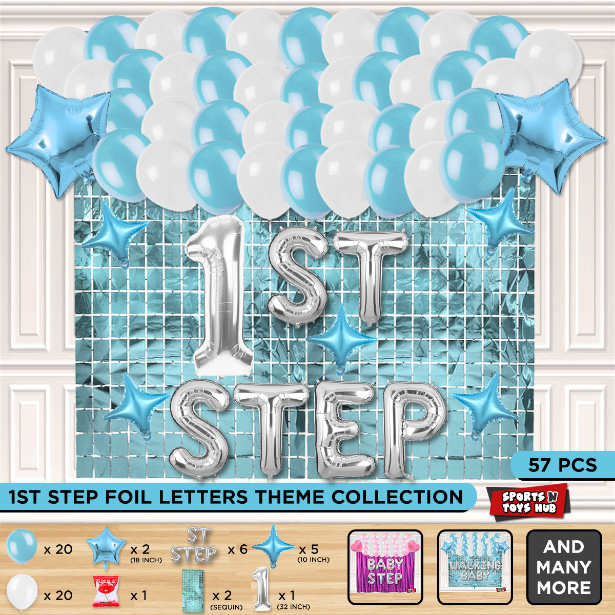 1ST Step Foil Letter Theme With Rectangle Curtain