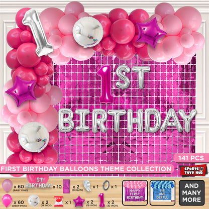 1ST Birthday Foil Letter Arch Theme - Pink