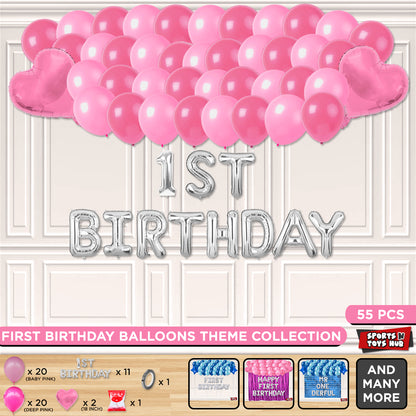 1st Birthday Foil Letter Theme Without Curtain - Pink