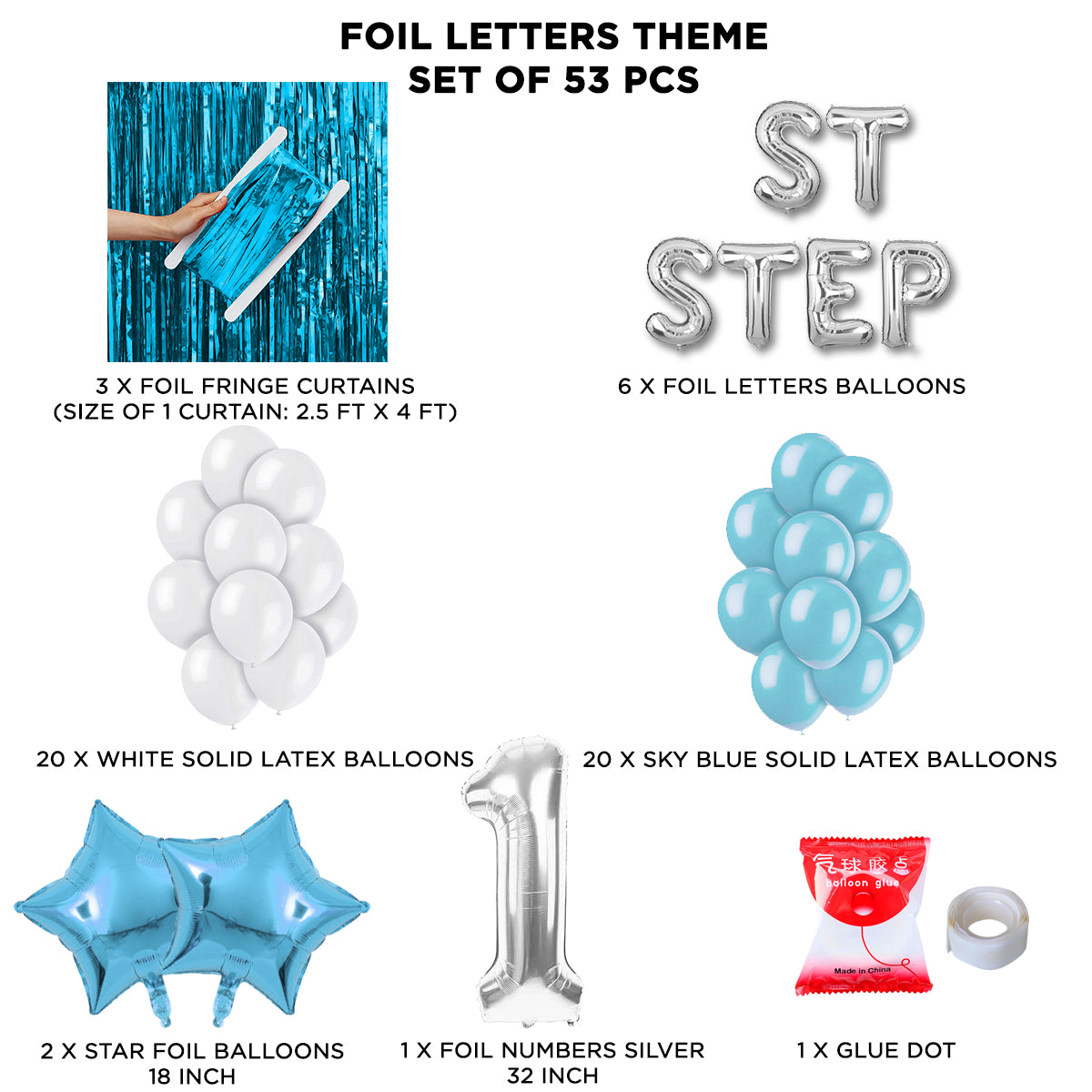 1ST Step Foil Letter Theme With Curtain