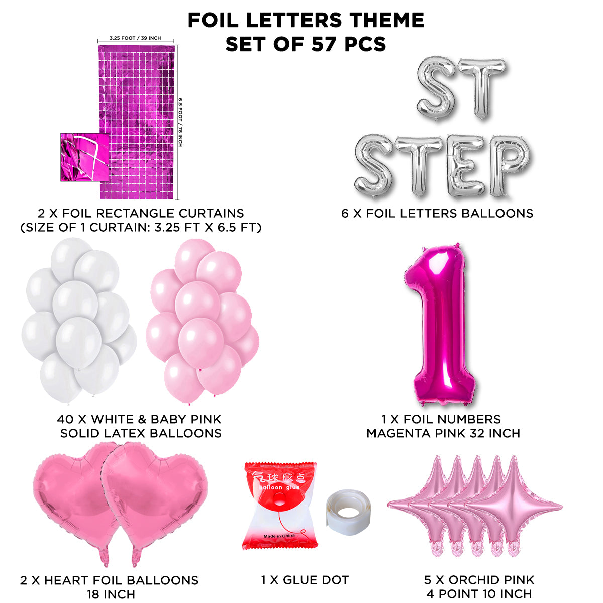 1ST Step Foil Letter Theme With Rectangle Curtain