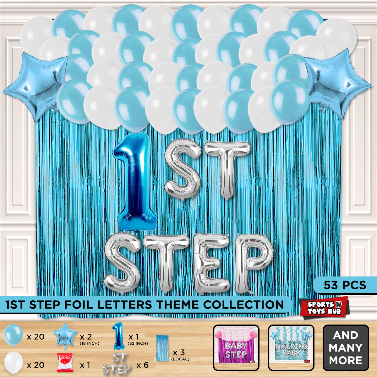 1ST Step Foil Letter Theme With Curtain
