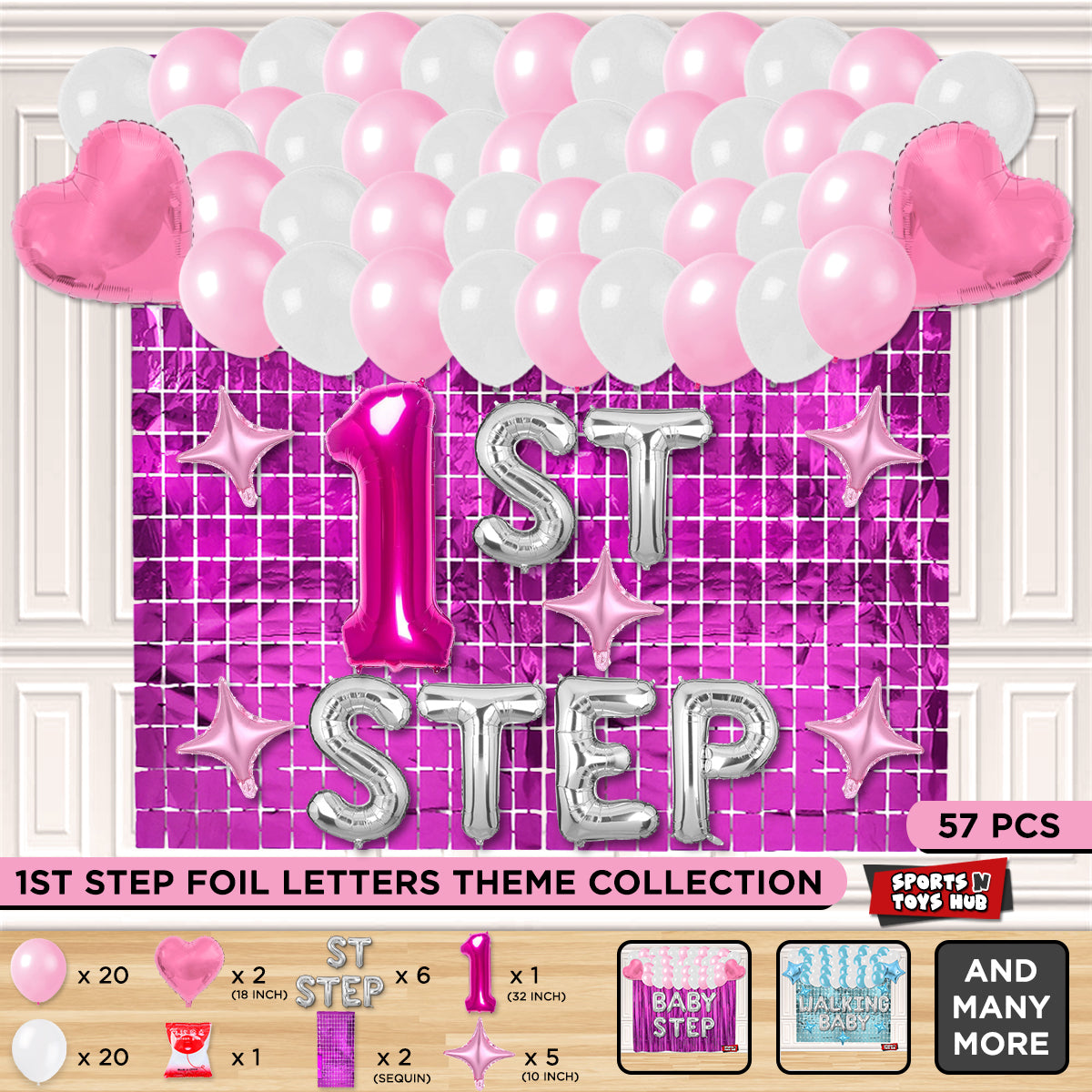 1ST Step Foil Letter Theme With Rectangle Curtain
