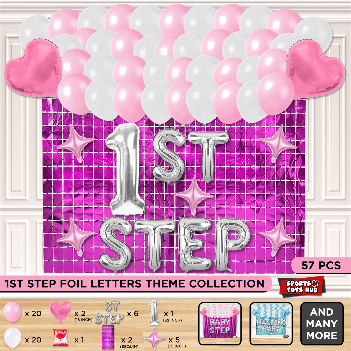 1ST Step Foil Letter Theme With Rectangle Curtain