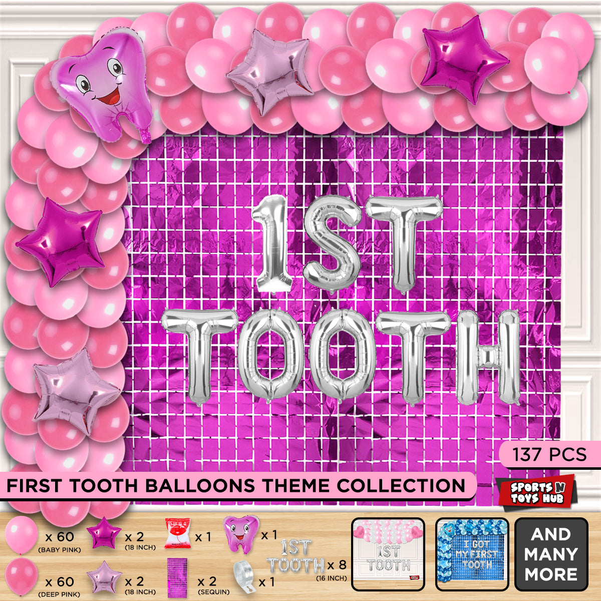 1st Tooth Foil Letters Arch Theme