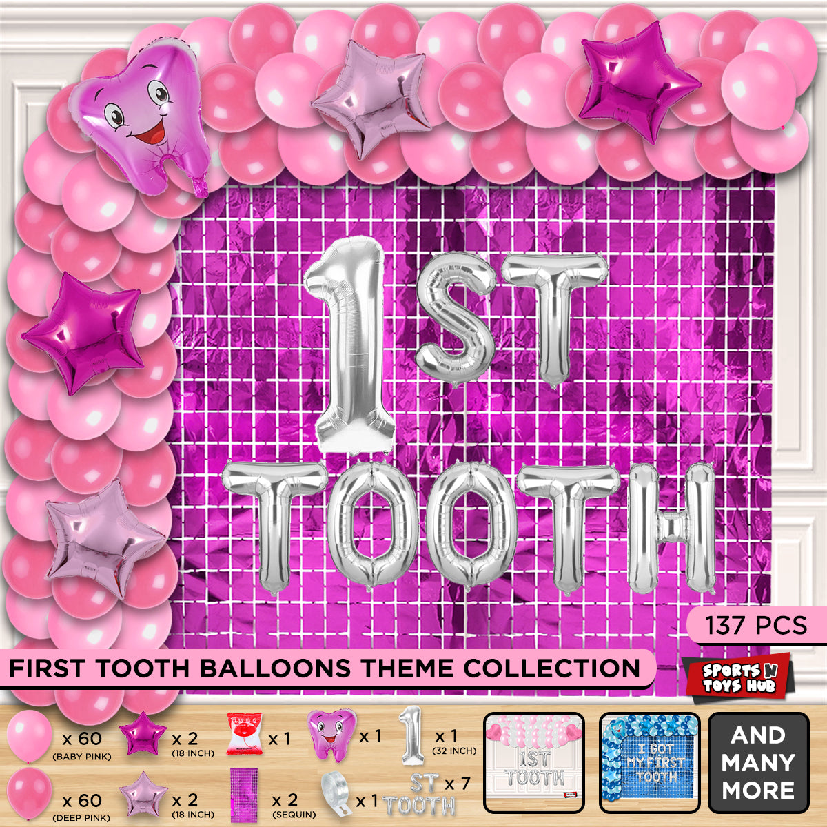 1st Tooth Foil Letters Arch Theme