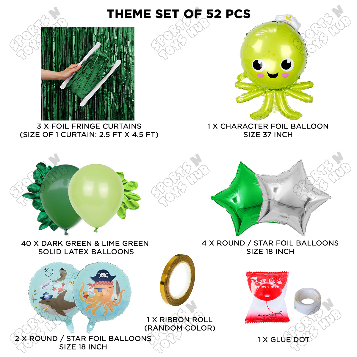 Octopus Foil Balloon Theme Decoration Set