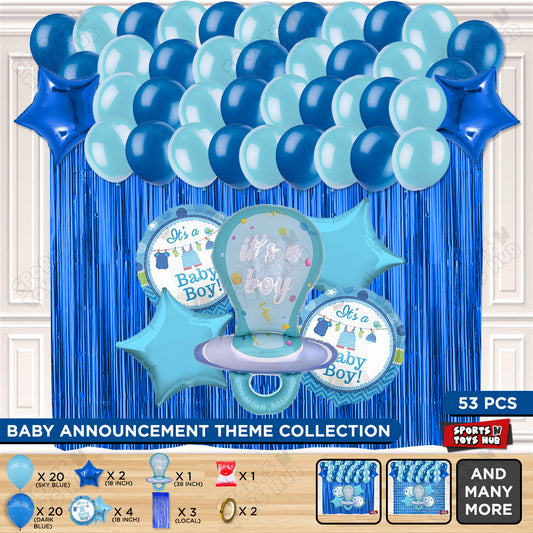 Baby Boy Pacifier Foil Balloon Set Curtain Theme - Pack Of 53