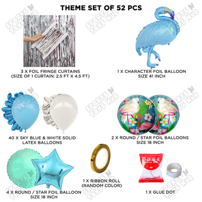 Flamingo Bird Blue Color Foil Balloon Set Theme