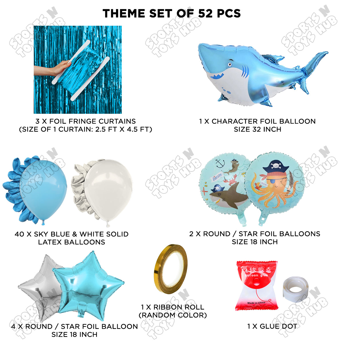 Shark Foil Balloon Theme Decoration Set