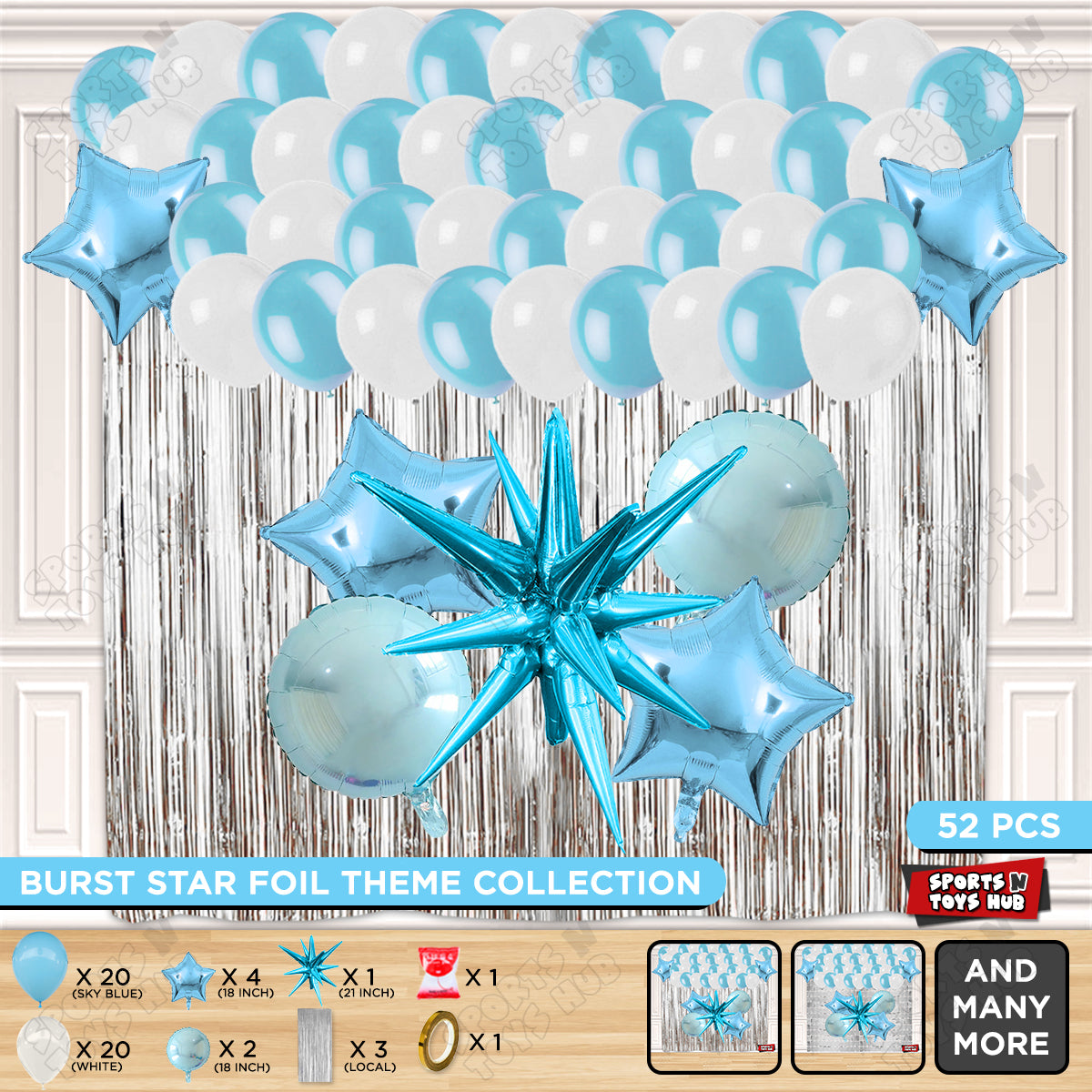 Brust Star Blue Color Foil Balloon Party Decoration Set Theme