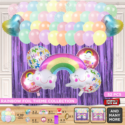 HBD Rainbow Cloud Foil Balloon Theme Decoration Set