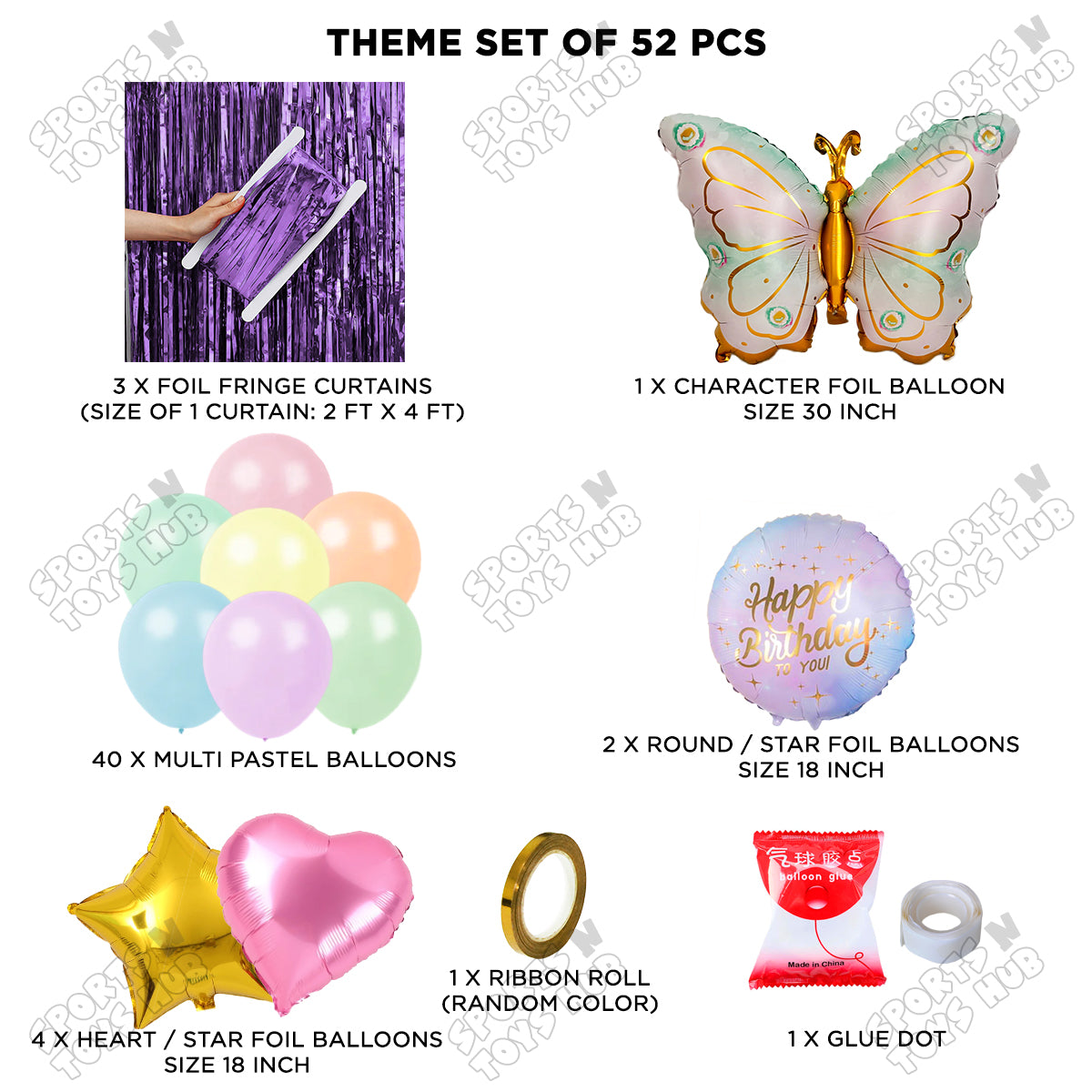 Butterfly Wing Pattern Foil Balloon Set Theme