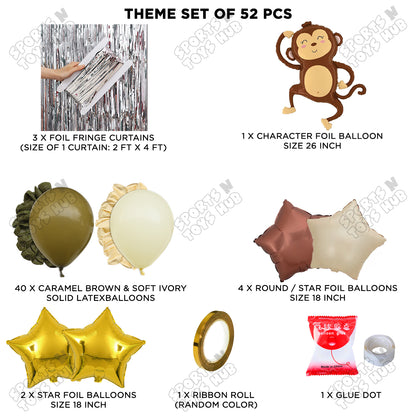 Jungle Safari Monkey Foil Balloon Set Theme