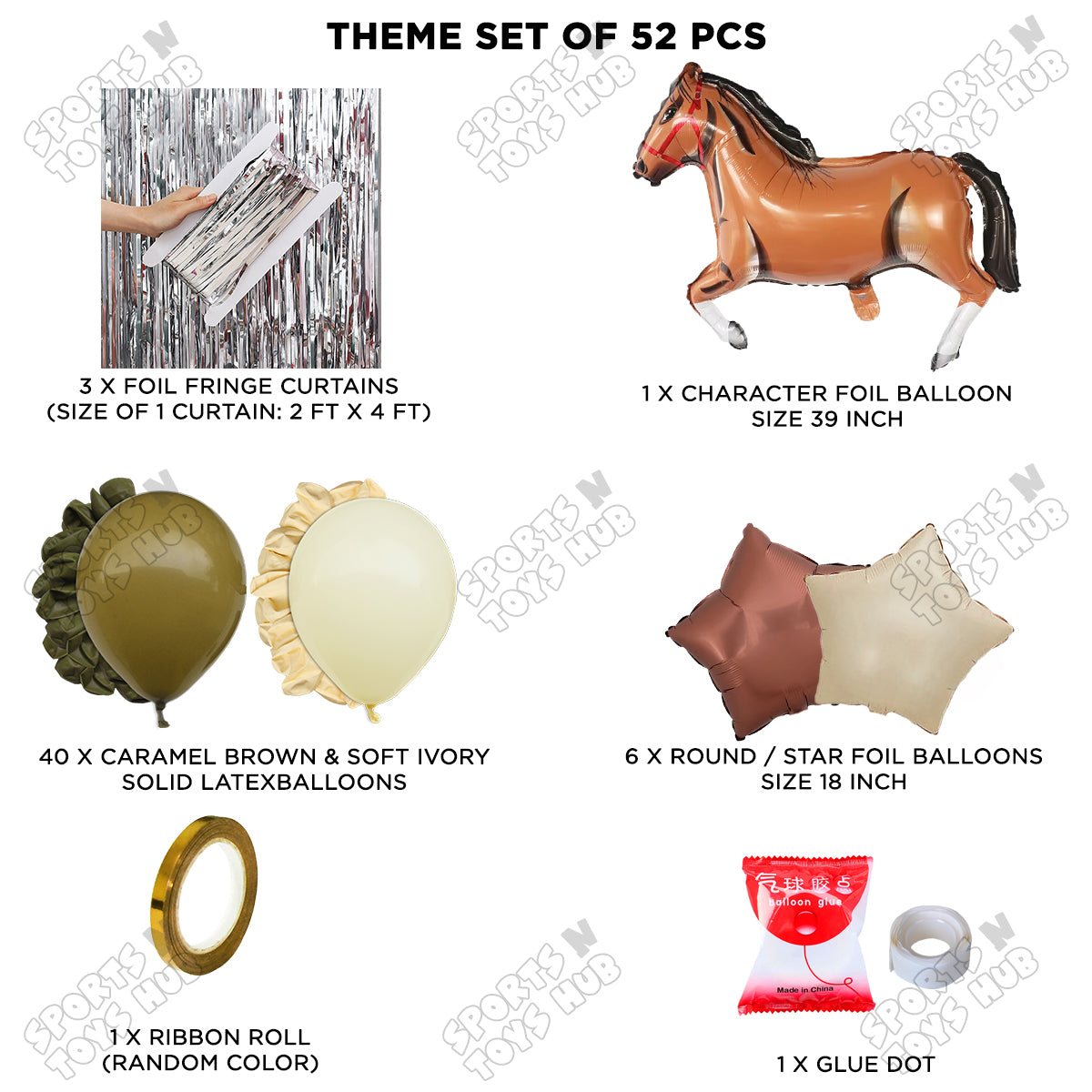Cartoon Brown Horse Theme Foil Balloon Set – Cute Animal Horse Foil Balloons for Kids Birthday Party Decorations, Farm Theme Celebration, Baby Shower Events, Photo Booth Backdrop & Party Supplies
