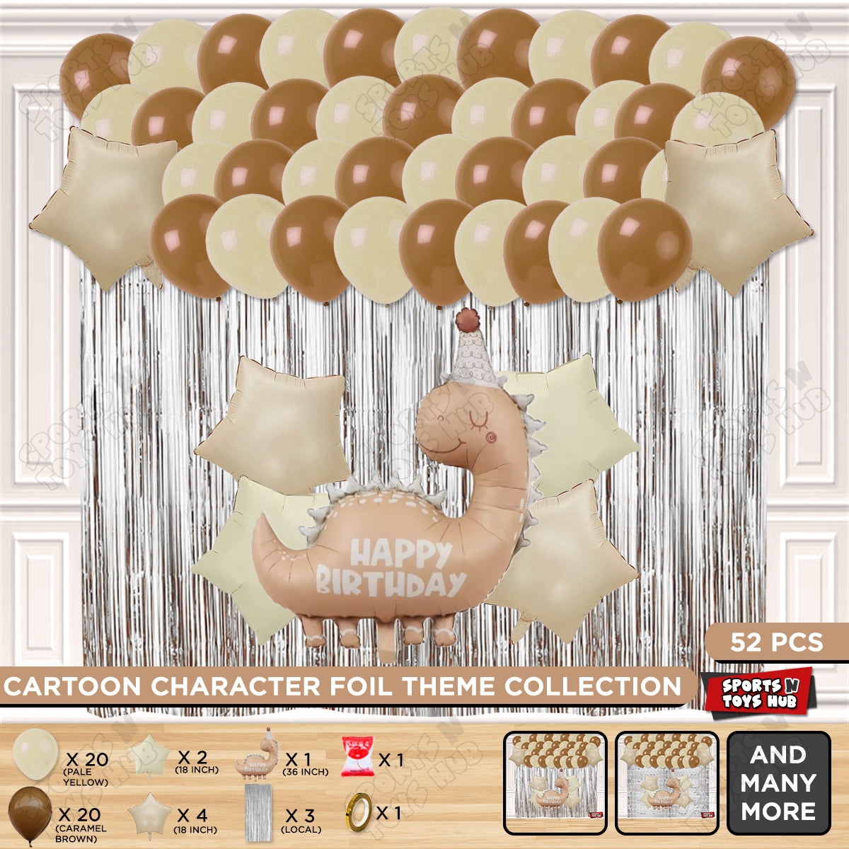 Pastel Matte Dino Foil Balloon Theme Decoration Set
