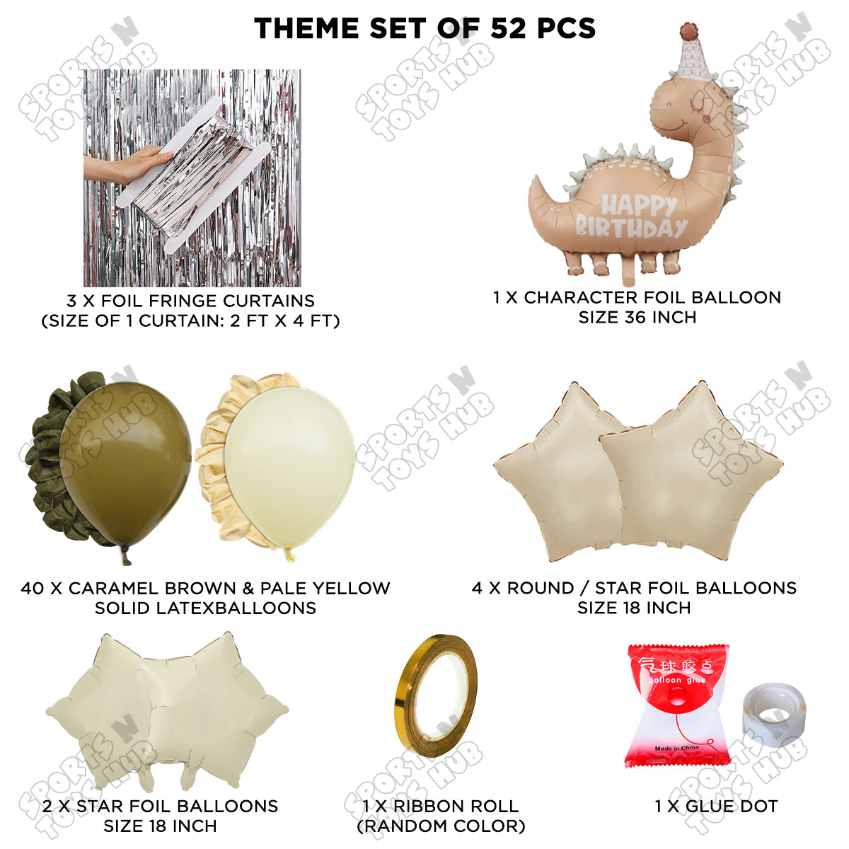 Pastel Matte Dino Foil Balloon Theme Decoration Set