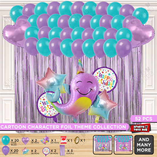 Nar Whale Foil Balloon Theme Decoration Set