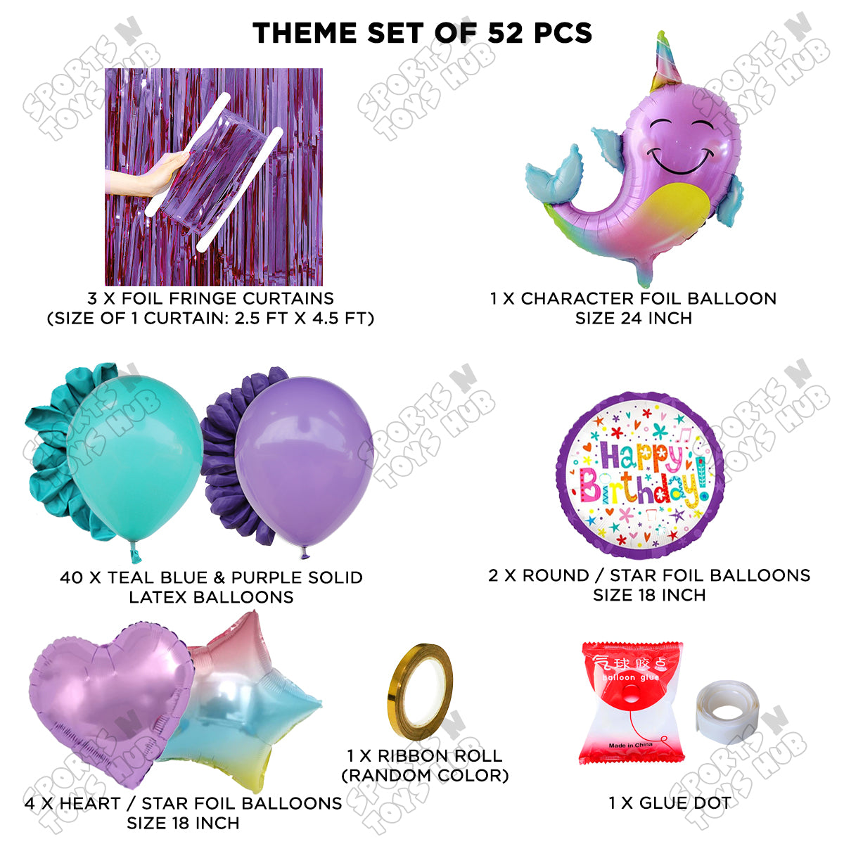 Nar Whale Foil Balloon Theme Decoration Set
