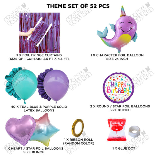 Nar Whale Foil Balloon Theme Decoration Set