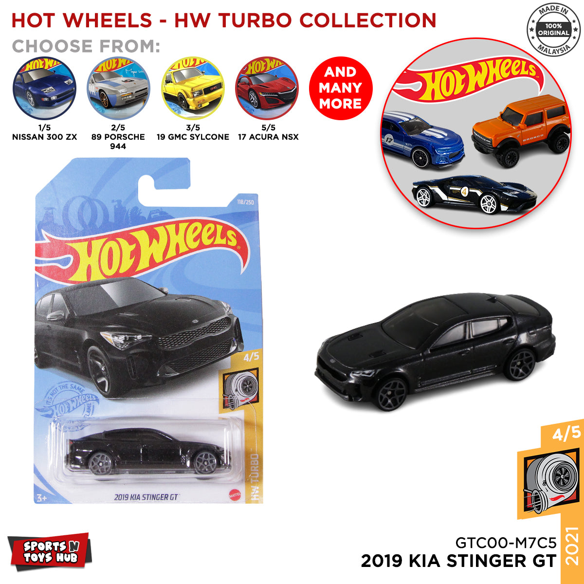 Hot Wheels Diecast 2019 KIA Stinger GT Model Toy Cars