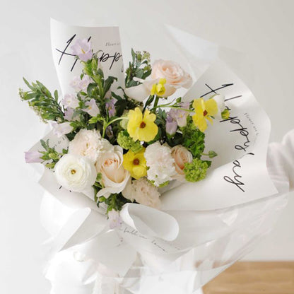 Happy Day White BOPP Flower Wrapping Sheets Pack of 20 – Waterproof Floral Bouquet Wrap for Fresh Flowers, Wedding Decorations, Florist Supplies, Gift Wrapping & Flower Packaging